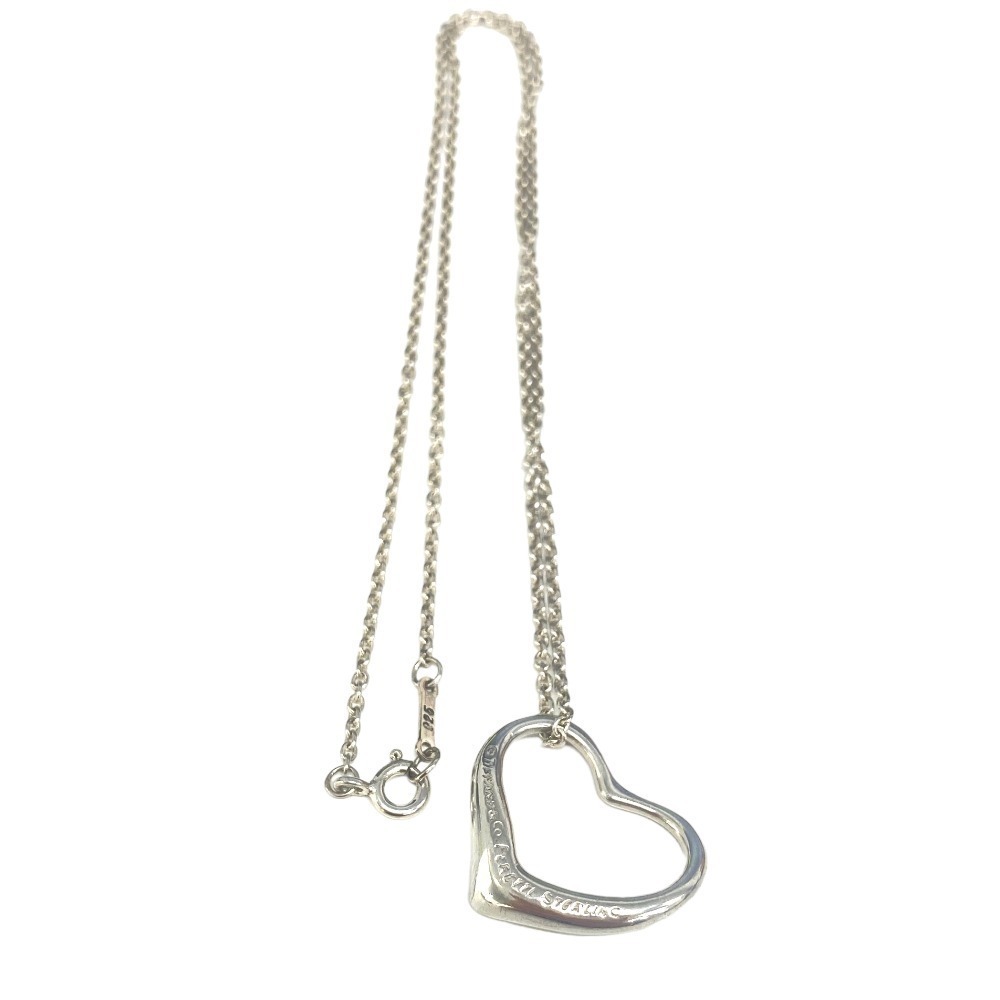 TIFFANY Co Necklace Choker Open Heart Silver